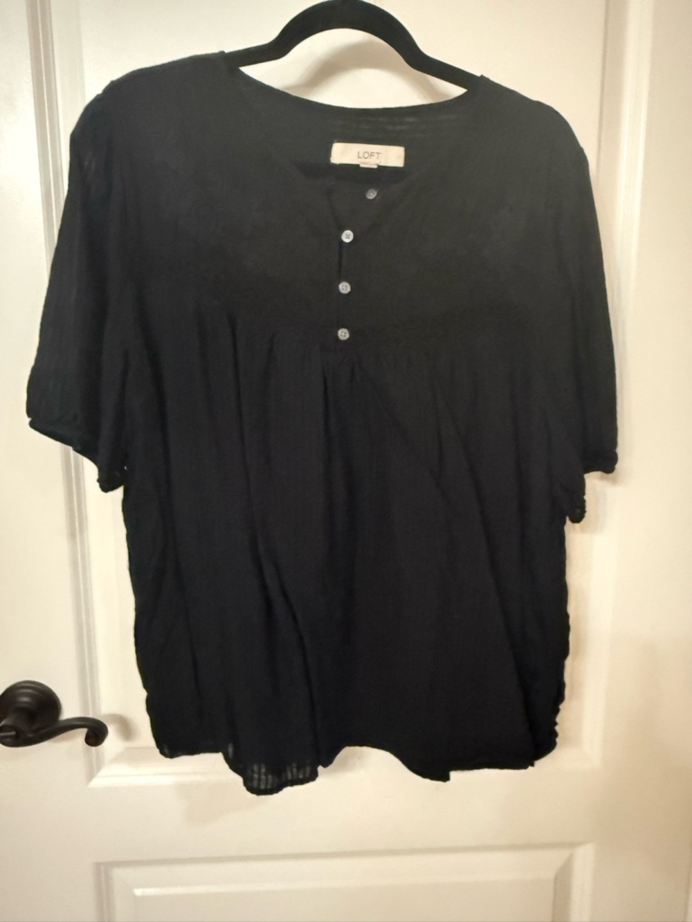 LOFT Black Short-Sleeve Blouse